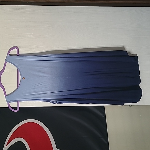 LIVI criss cross dip dyed tank top royal blue baby blue summer blouse with spand - Picture 6 of 13